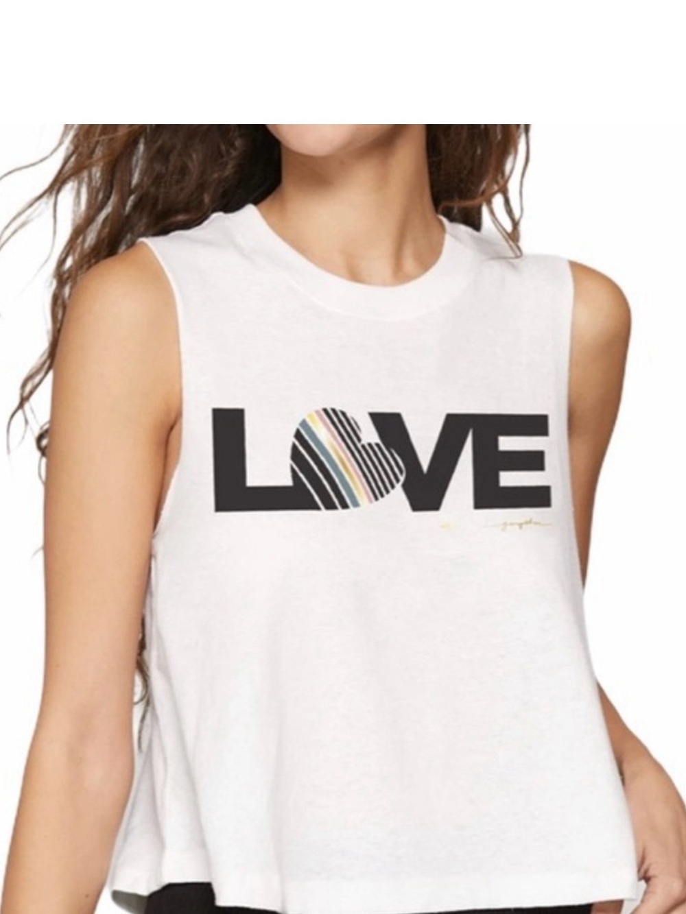 Spiritual Gangster White 'LOVE' Tank with Striped Heart